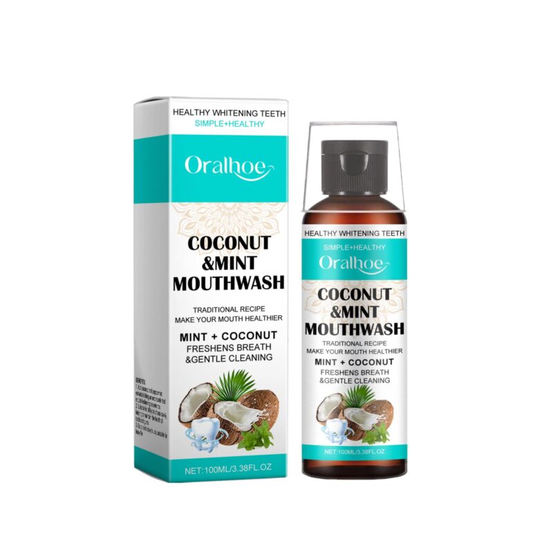 Coconut Mint Mouthwash - Stain Removal, Fresh Breath & Convenient Care, Oral Rinse