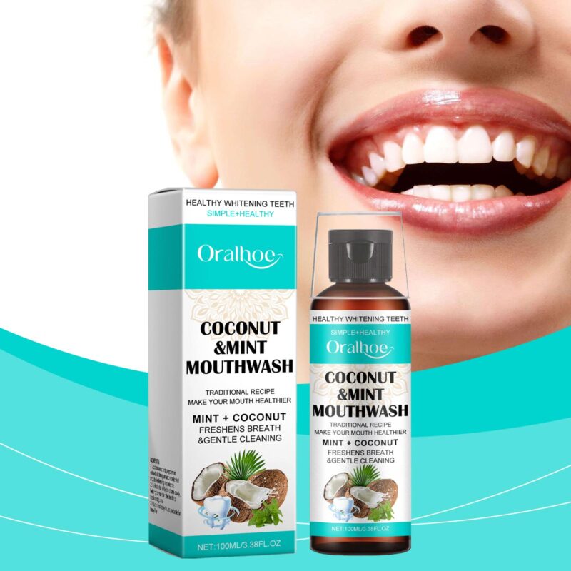 Coconut Mint Mouthwash - Stain Removal, Fresh Breath & Convenient Care, Oral Rinse - Image 2