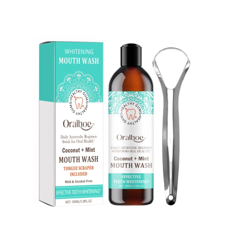 Coconut Mint Mouthwash - Yellow Stain/Tongue Clean, Teeth Whitening & Fresh Breath, Oral Care