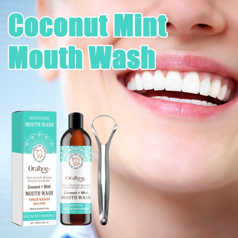Coconut Mint Mouthwash - Yellow Stain/Tongue Clean, Teeth Whitening & Fresh Breath, Oral Care - Image 2