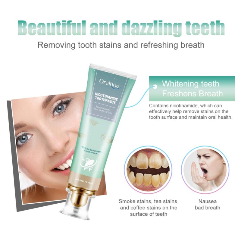 Nicotinamide Toothpaste - Whitening Teeth, Tartar/Yellow Stain Removal & Fresh Breath, Oral Care - Image 3