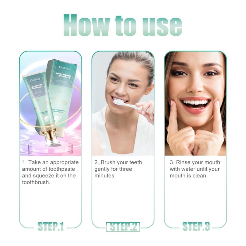 Nicotinamide Toothpaste - Whitening Teeth, Tartar/Yellow Stain Removal & Fresh Breath, Oral Care - Image 6
