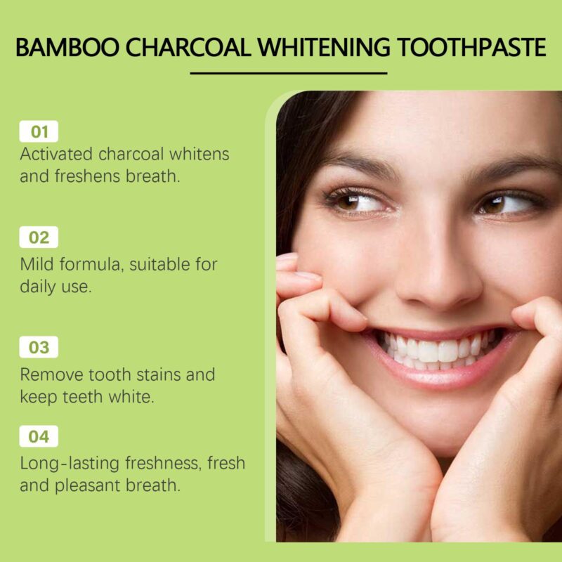 Bamboo Charcoal Toothpaste - Fresh Breath, Yellow Stain Removal & Teeth Brightening, Dental Care - Image 4