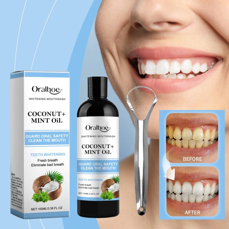 Coconut Mint Oil Mouthwash - Fresh Breath, Gum Care & Stain Removal, Coconut Mint Formula - Image 2