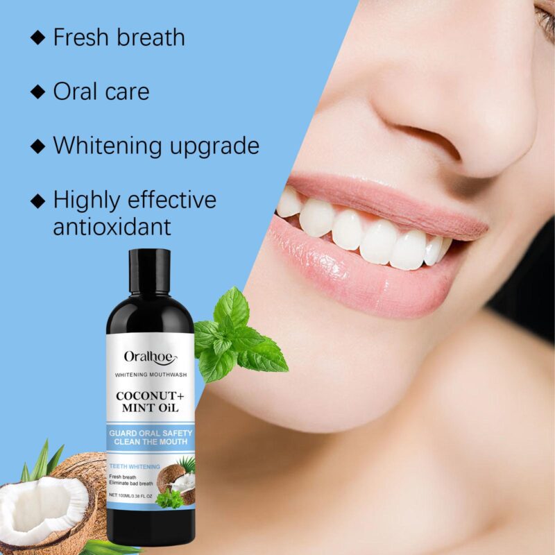 Coconut Mint Oil Mouthwash - Fresh Breath, Gum Care & Stain Removal, Coconut Mint Formula - Image 3