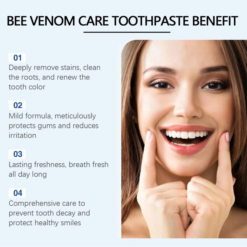 Bee-Poison Stain Removal Toothpaste - Fresh Breath, Deep Cleaning & Mint Flavor, Whitening Care - Image 3