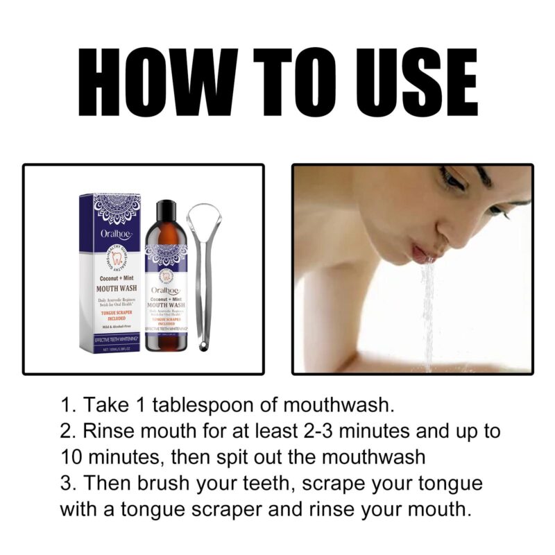 Coconut Mint Mouthwash - Tongue Coating Clean, Teeth Whitening & Fresh Breath, Oral Care - Image 6