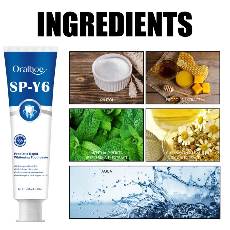 Probiotic Rapid Whitening Toothpaste - Fresh Breath, Stain/Tartar Removal & White Teeth, Odor Elimination - Image 5