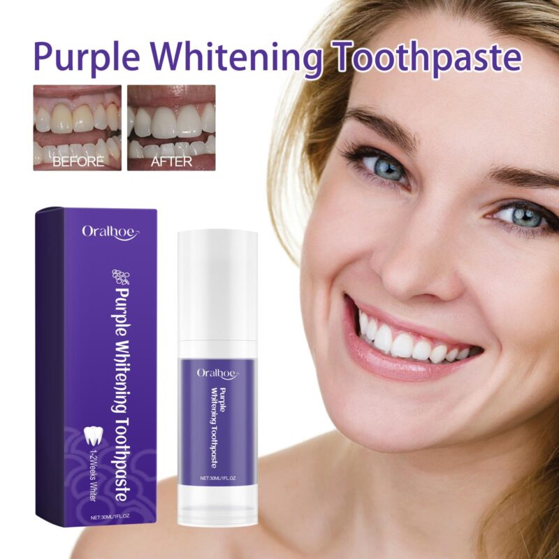 Purple Whitening Toothpaste - Fresh Mouth, Yellow Tartar Removal & Teeth Whitening, Dental Care - Image 2