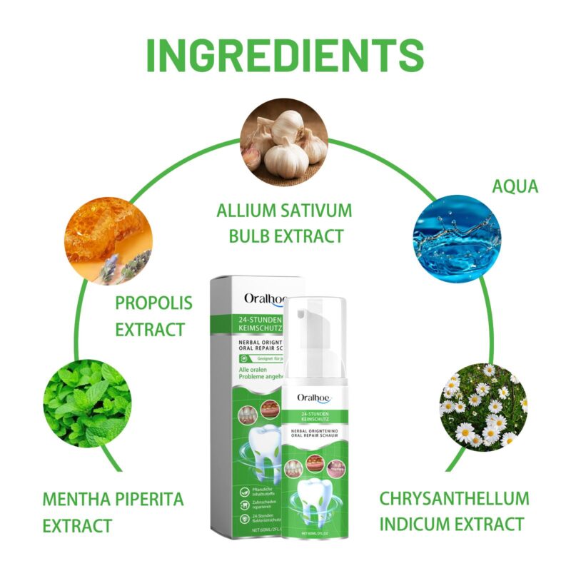Herbal Oral Foam - Tartar Deep Cleaning, Fresh Breath & Teeth Whitening, Oral Mousse - Image 5