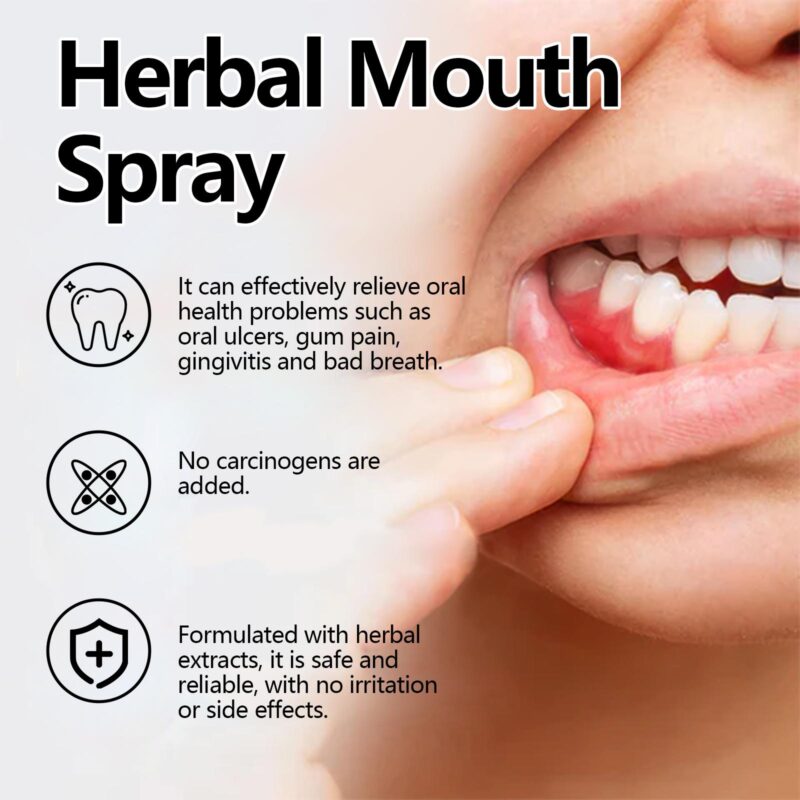 Herbal Oral Spray - Swollen Gum Relief, Ulcer Care & Breath Refresh, Portable Herbal Spray - Image 4