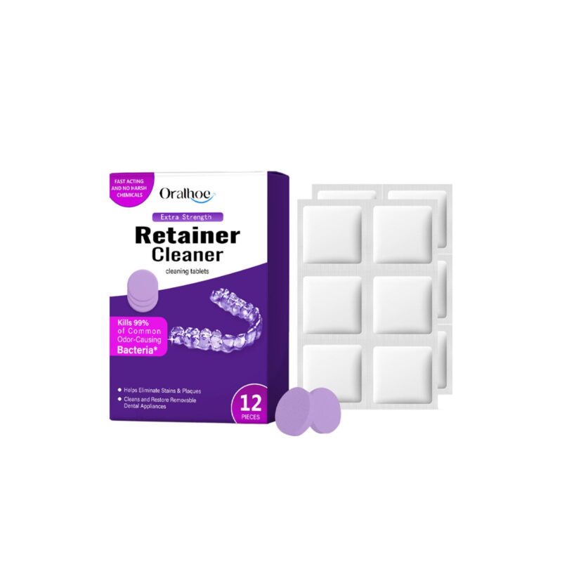 Purple Denture Retainer Tablets - Tartar/Stain Removal, Odor Control & Dental Retainer Care, Cleaning Tablets