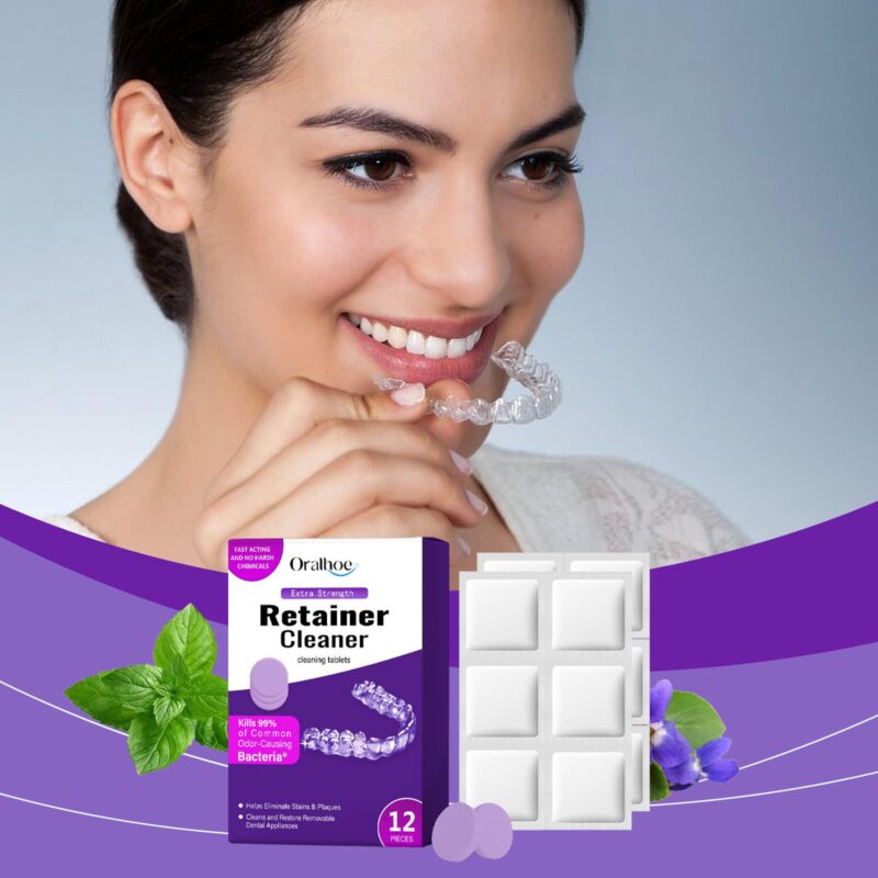 Purple Denture Retainer Tablets - Tartar/Stain Removal, Odor Control & Dental Retainer Care, Cleaning Tablets - Image 2