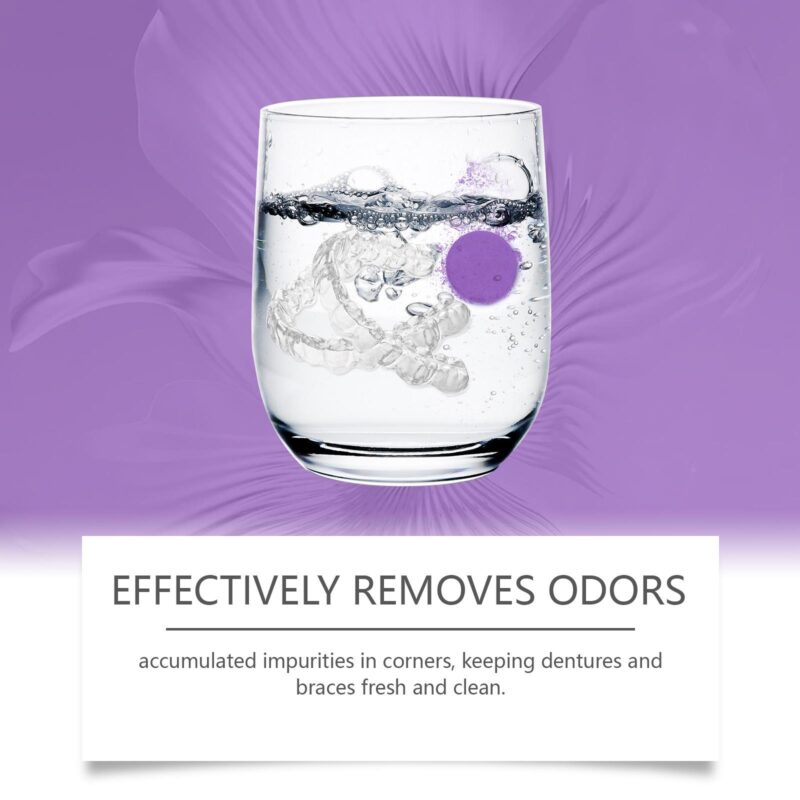 Purple Denture Retainer Tablets - Tartar/Stain Removal, Odor Control & Dental Retainer Care, Cleaning Tablets - Image 3