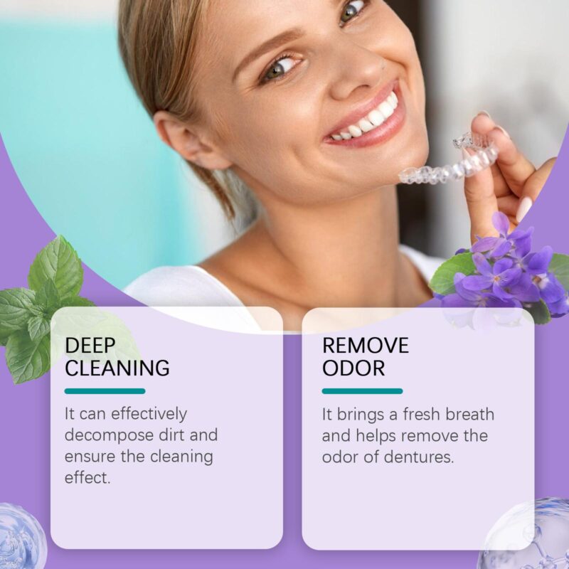 Purple Denture Retainer Tablets - Tartar/Stain Removal, Odor Control & Dental Retainer Care, Cleaning Tablets - Image 4