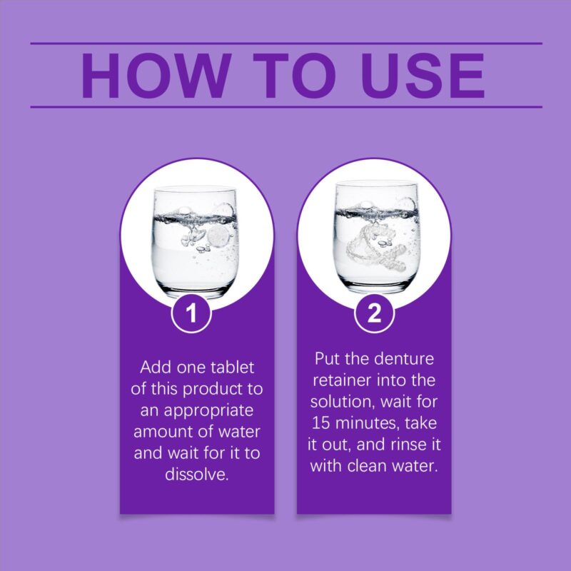 Purple Denture Retainer Tablets - Tartar/Stain Removal, Odor Control & Dental Retainer Care, Cleaning Tablets - Image 6