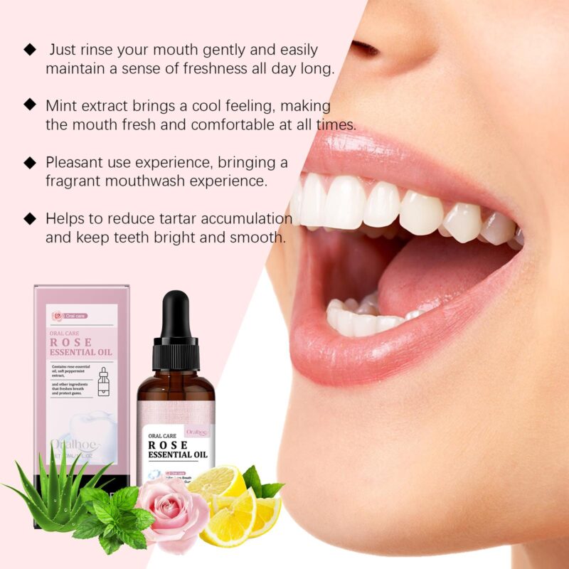 Rose Mouthwash - Tooth Stain Removal, Gingiva Care & Long-Lasting Fresh Breath, Oral Hygiene - Image 3