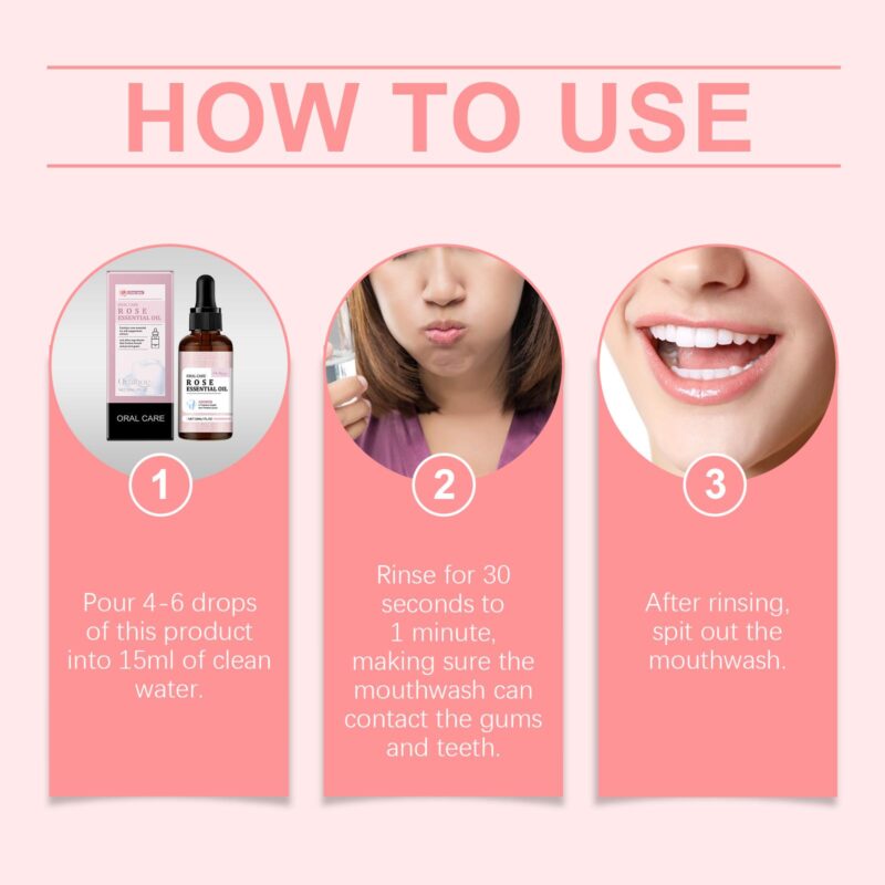 Rose Mouthwash - Tooth Stain Removal, Gingiva Care & Long-Lasting Fresh Breath, Oral Hygiene - Image 6