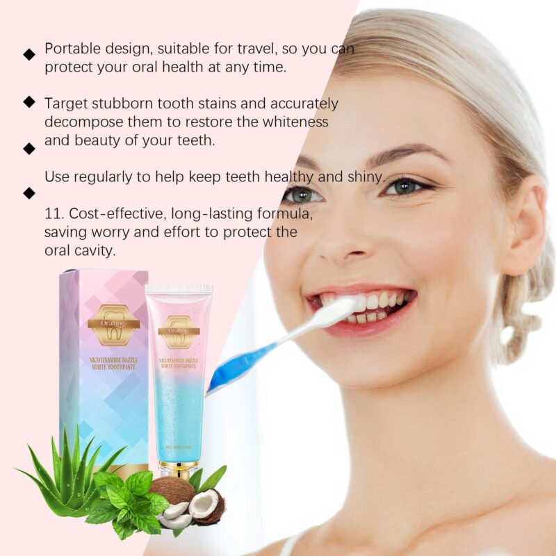 Niacinamide Toothpaste - Mint Fresh, Odor/Dirt Removal & Daily Oral Care, Teeth Whitening - Image 4