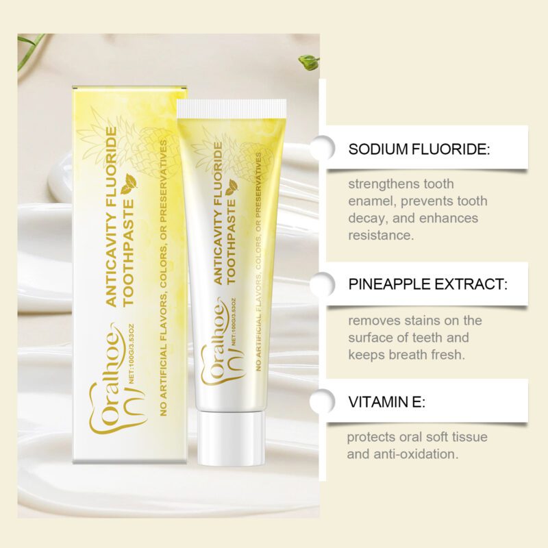 Pineapple Toothpaste - Mild Fruit Fragrance, Daily Whitening & Oral Care, Toothpaste - Image 2