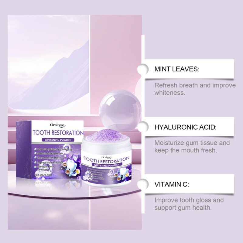 Purple Tooth Powder - Gentle Stain Removal, Fresh Breath & Dental Care, Natural Ingredients - Image 2