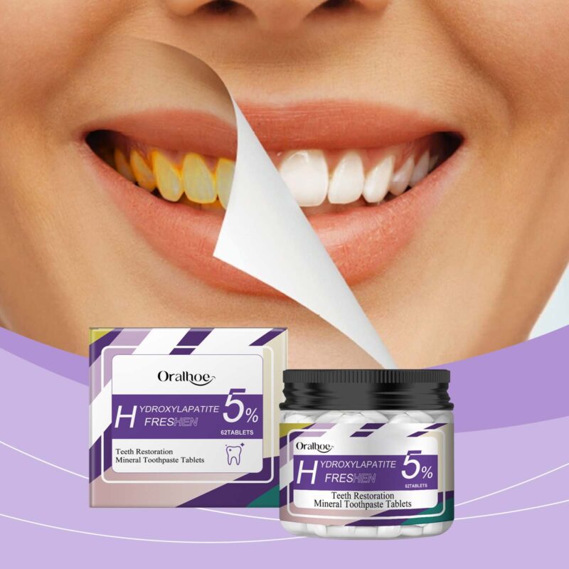 Oral Mint Toothpaste Tablets - Stain Removal, Fresh Breath & Mouthguard Care, Portable Tablets
