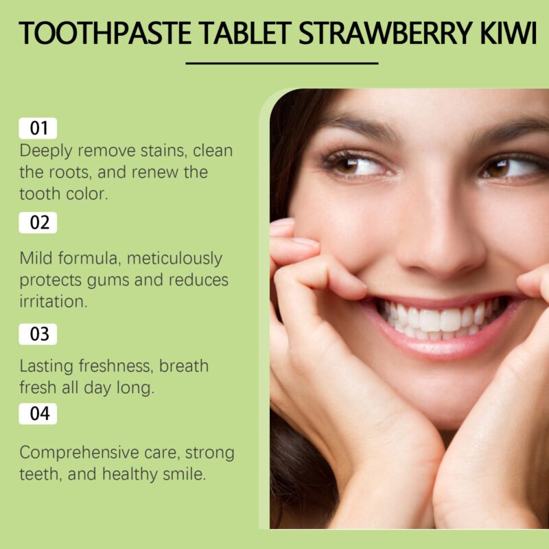 Whitening Toothpaste Tablets - Strawberry Kiwi Fresh, Tooth Dirt Cleaning & Oral Care, Tablets - Image 4