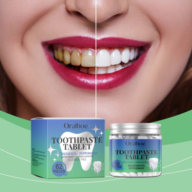 Whitening Toothpaste Tablets - Mint Flavor, Yellow/Tartar/Odor Removal, Beauty Tablets - Image 2