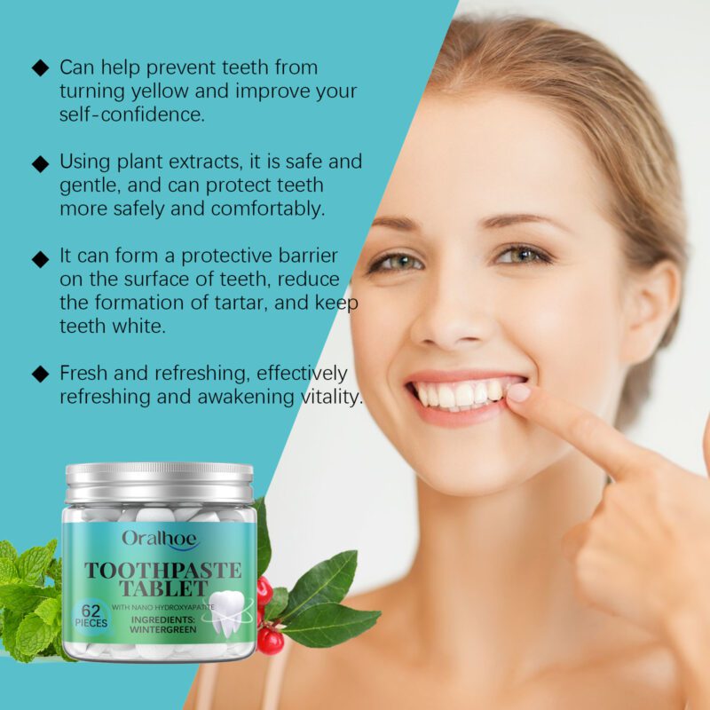 Whitening Toothpaste Tablets - Holly Teeth Cleaning, Fresh Breath & Smile Care, Tablets - Image 4