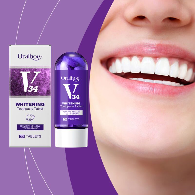 Whitening Toothpaste Tablets - Portable Tartar/Yellow Cleaning, Fresh Breath, Tablets - Image 2