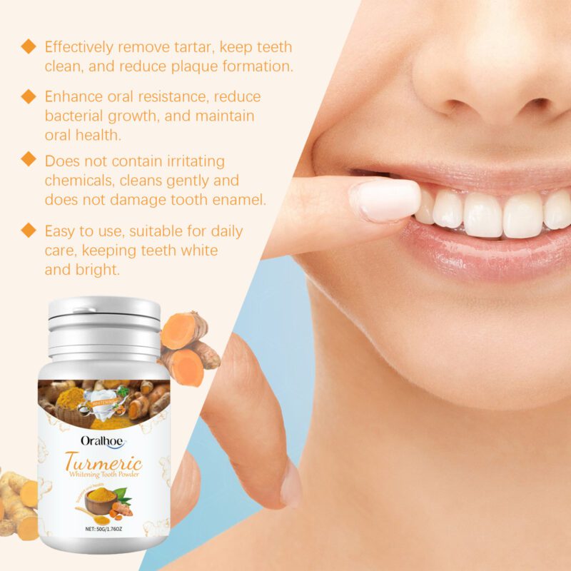 Turmeric Tooth Powder - Yellow Stain/Odor Removal, Clean Smile & Oral Care, Turmeric Powder - Image 3