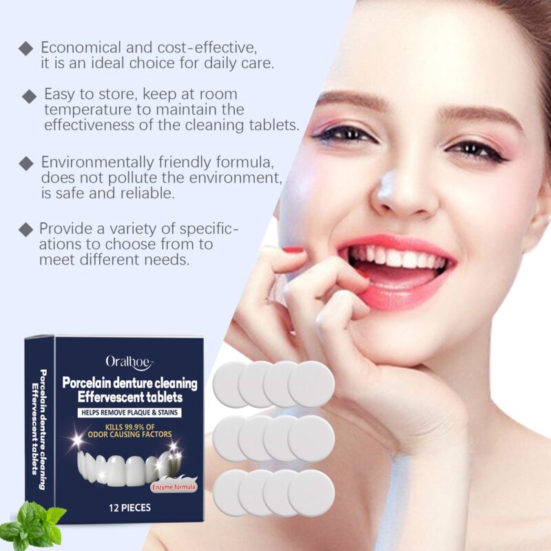 Braces Cleaning Effervescent Tablets - Stain Removal, Fresh Breath & Denture Care, Fast-Acting Formula - Image 4