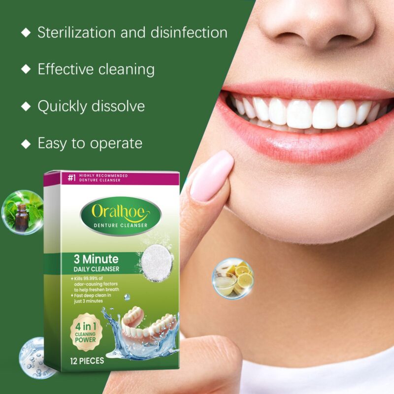 Oralhoe Denture Cleaning Tablets - Stain Removal, Braces Care & Daily Hygiene - Image 3