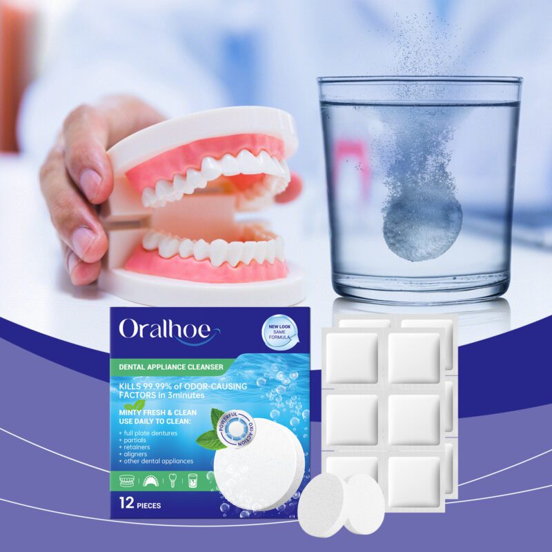 Denture Cleaning Tablets - Oral Care, Fresh Breath & Stain Removal, Braces/Denture Essentials - Image 2