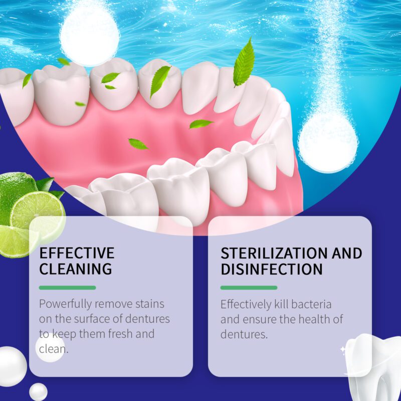 Denture Cleaning Tablets - Oral Care, Fresh Breath & Stain Removal, Braces/Denture Essentials - Image 4