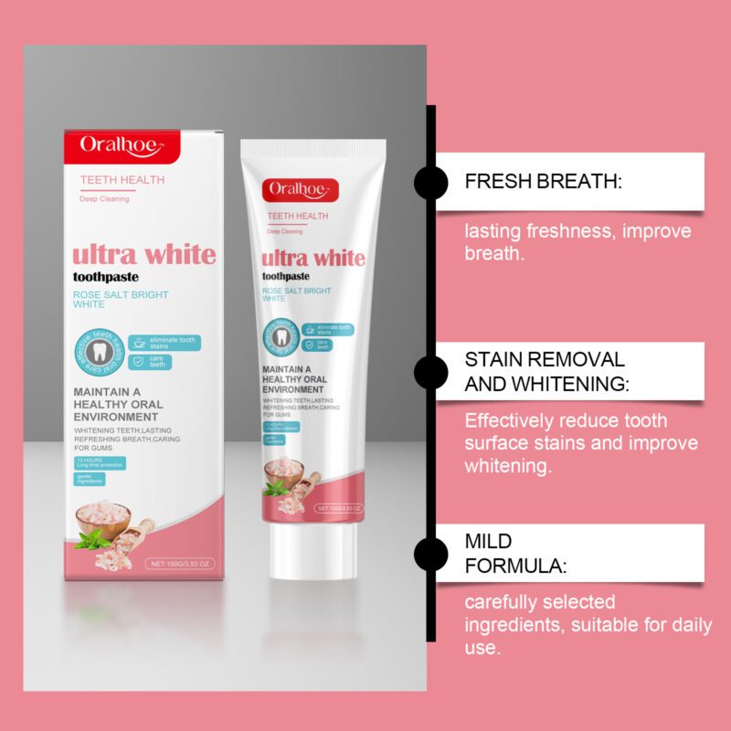Rose Whitening Toothpaste - Gentle Stain Removal & Brightening, Oral Care Toothpaste - Image 3