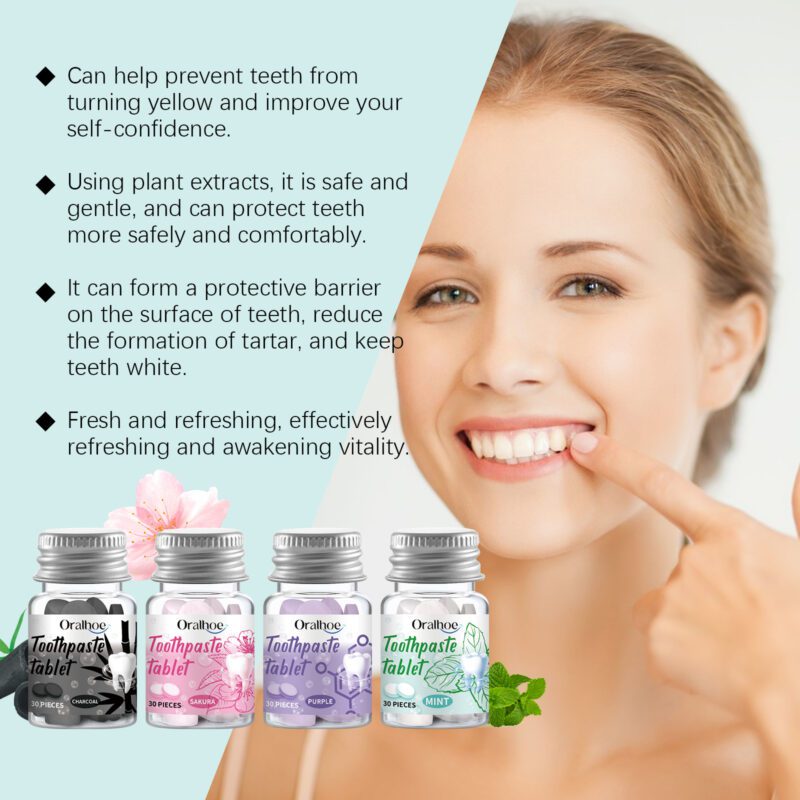 Solid Toothpaste Tablets - Deep Yellow Dirt Cleaning, Portable Care & Oral Hygiene, Tablets - Image 3