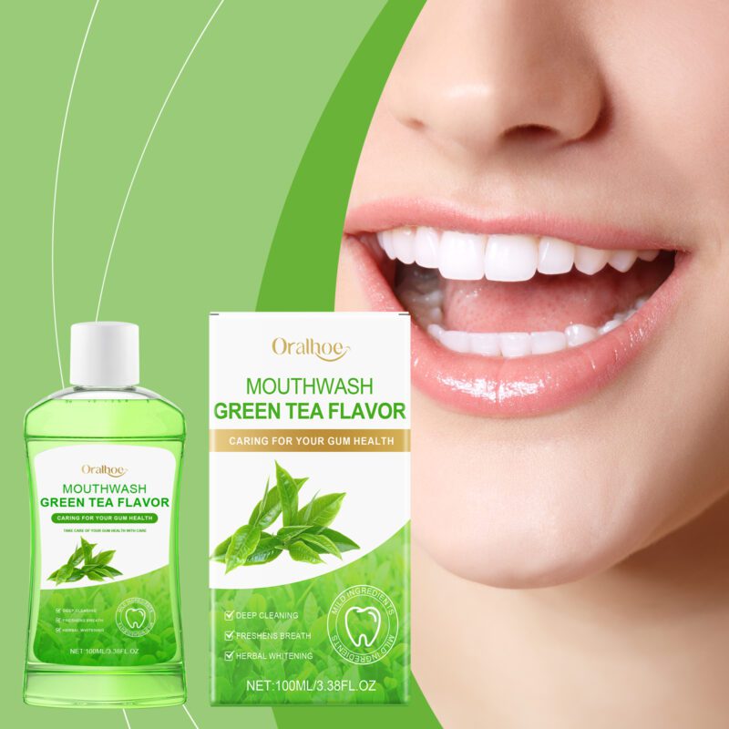 Green Tea Fresh Breath Mouthwash - Gum Repair, Tartar/Stain Removal & Portable Care, Mouthguard Rinse - Image 2