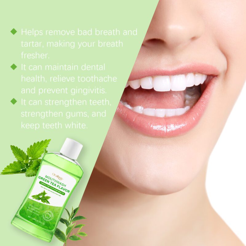 Green Tea Fresh Breath Mouthwash - Gum Repair, Tartar/Stain Removal & Portable Care, Mouthguard Rinse - Image 3