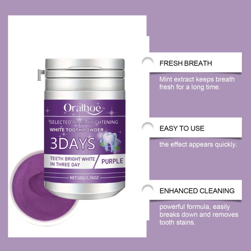 Purple Tooth Powder - Daily Fresh Breath, Odor Control & Mouth Cleaning, Dental Powder - Image 4